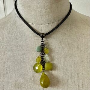 Erica Zap Designs Natural Stone Pendant Necklace – Chalcedony, Aquamarine, Amazo